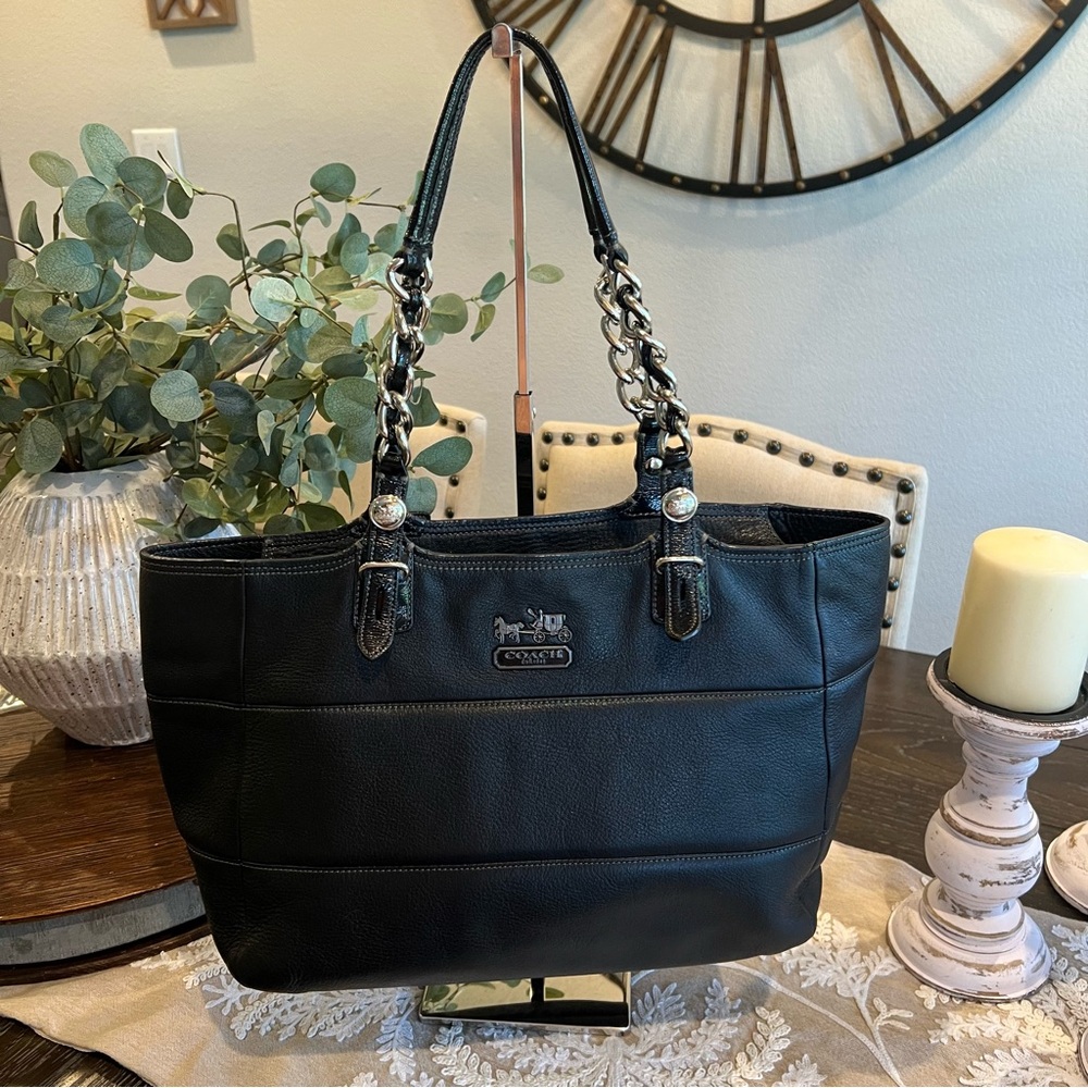 Coach Black Leather Tote Bag